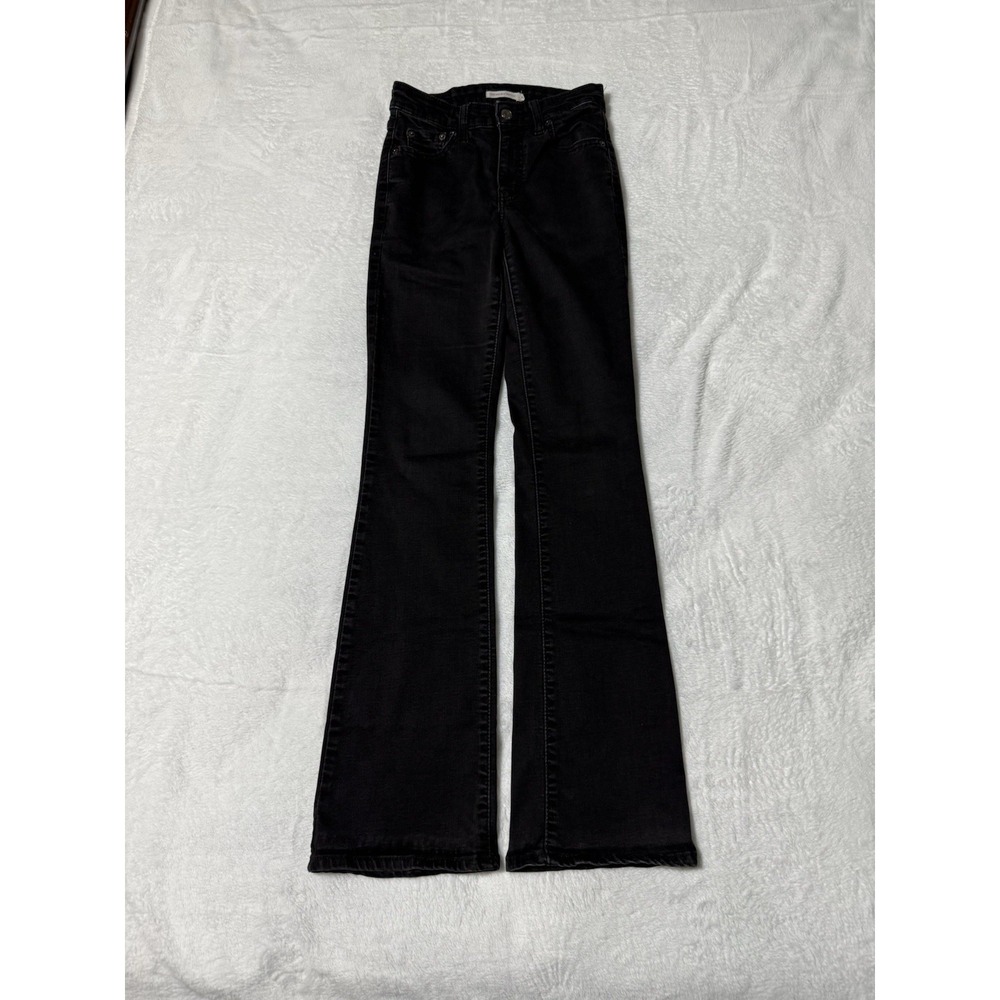 Levis 725 Jeans Womens 24 Black Bootcut High Rise Dark Wash‎ Stretch Denim 24x30